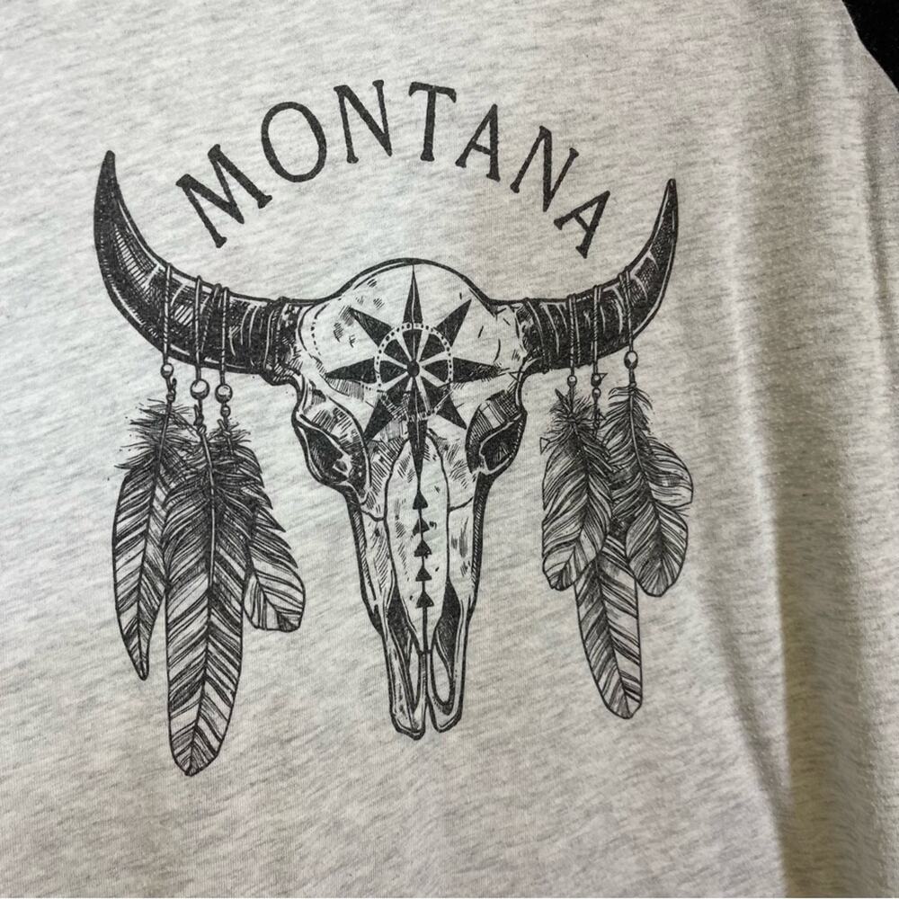 Next Level, Montana Steer Raglan shirt. Size Small. In good used condition! - Picture 2 of 5